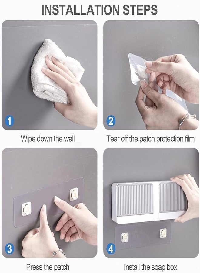 TRENDBIT [Pack of 1] New Creative Wall Mounted Soap Box with Lid Double Grids Soap Draining Rack Bathroom Soap Holder, Double Soap Bar Box [Multi-Color] - Image 4